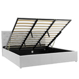 NNEDPE King Fabric Gas Lift Bed Frame with Headboard - Grey