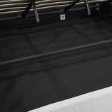 NNEDPE King Fabric Gas Lift Bed Frame with Headboard - Grey