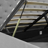 NNEDPE King Fabric Gas Lift Bed Frame with Headboard - Grey
