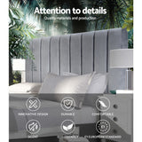 NNEDSZ Double Size Bed Head Headboard Bedhead Bed Frame Base VELA Grey Fabric