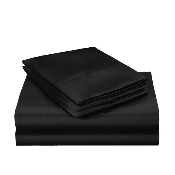 NNEIDS Silky Satin Quilt Cover Set Bedspread Pillowcases Summer Single Black