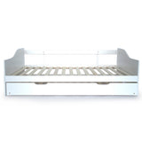 NNEMB Kids Wooden Single Sofa Bed Frame with Trundle Underbed-White