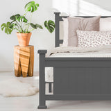 NNEMB King Single Wooden Timber Bed Frame-Grey