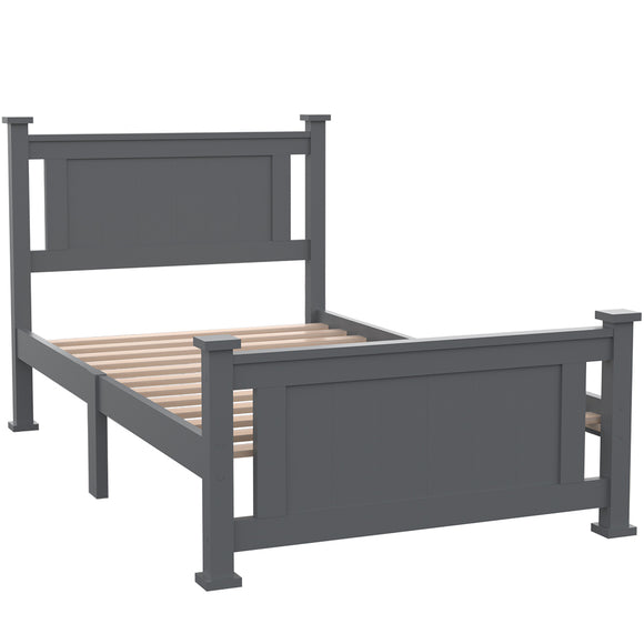 NNEMB King Single Wooden Timber Bed Frame-Grey