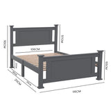 NNEMB King Single Wooden Timber Bed Frame-Grey