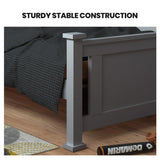 NNEMB King Single Wooden Timber Bed Frame-Grey