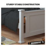 NNEMB King Single Wooden Timber Bed Frame-White