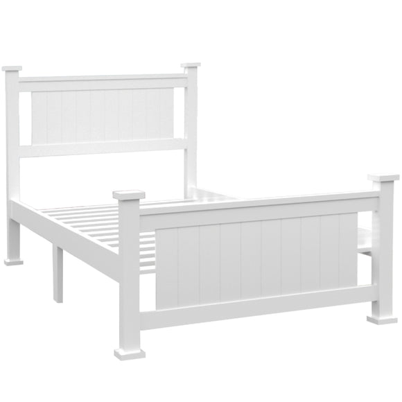 NNEMB King Single Wooden Timber Bed Frame-White