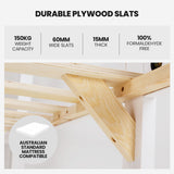 NNEMB King Single Wooden Timber Bed Frame-White