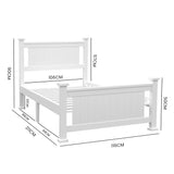NNEMB King Single Wooden Timber Bed Frame-White