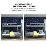 NNEMB Bunk Bed Triple Wooden Single Over Double Beds for Kids-Solid Pine Wood-Convertible Design-Grey