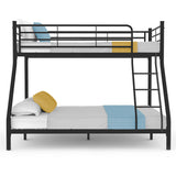 NNEMB Metal Single over Double Bunk Bed Frame-Dark Matte Grey