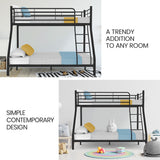 NNEMB Metal Single over Double Bunk Bed Frame-Dark Matte Grey