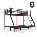 NNEMB Metal Single over Double Bunk Bed Frame-Dark Matte Grey