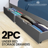 NNEMB Trundle Under Bed Storage Drawers-2 Pieces-Grey