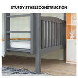NNEMB Single Bunk Bed Frame Solid Pine Wood Timber-Modular Design-Grey