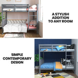 NNEMB Single Bunk Bed Frame Solid Pine Wood Timber-Modular Design-Grey