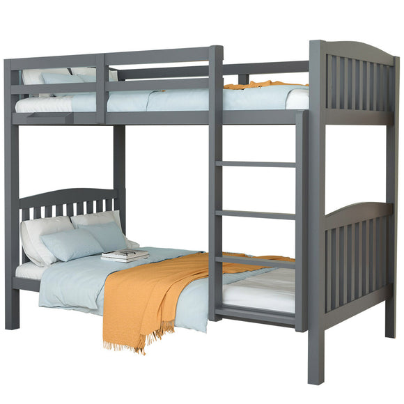 NNEMB Single Bunk Bed Frame Solid Pine Wood Timber-Modular Design-Grey