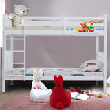 NNEMB Wooden Kids Bunk Bed Frame-with Modular Design that can convert to 2 Single-White