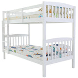 NNEMB Wooden Kids Bunk Bed Frame-with Modular Design that can convert to 2 Single-White