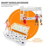 NNEMB Wooden Kids Bunk Bed Frame-with Modular Design that can convert to 2 Single-White