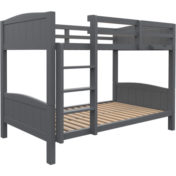 NNEMB Bunk Bed Frame-Solid Pine 2-in-1 Modular Design Convert to 2 Single Beds-Grey