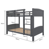 NNEMB Bunk Bed Frame-Solid Pine 2-in-1 Modular Design Convert to 2 Single Beds-Grey