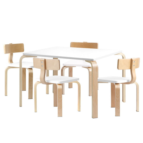 NNEDSZ Nordic Kids Table Chair Set Desk 5PC Activity Dining Study Children Modern