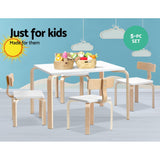 NNEDSZ Nordic Kids Table Chair Set Desk 5PC Activity Dining Study Children Modern
