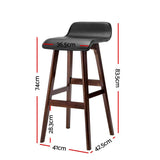 NNEDSZ Set of 2 PU Leather Wood Wave Style Bar Stool - Black