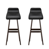 NNEDSZ Set of 2 PU Leather Wood Wave Style Bar Stool - Black