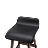 NNEDSZ Set of 2 PU Leather Wood Wave Style Bar Stool - Black