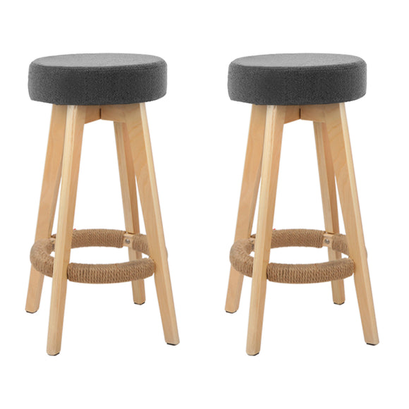 NNEDSZ Set of 2 Bar Stools Wood Swivel Fabric - Grey