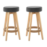 NNEDSZ Set of 2 Bar Stools Wood Swivel Fabric - Grey