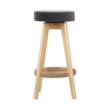 NNEDSZ Set of 2 Bar Stools Wood Swivel Fabric - Grey