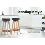 NNEDSZ Set of 2 Bar Stools Wood Swivel Fabric - Grey