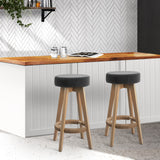 NNEDSZ Set of 2 Bar Stools Wood Swivel Fabric - Grey