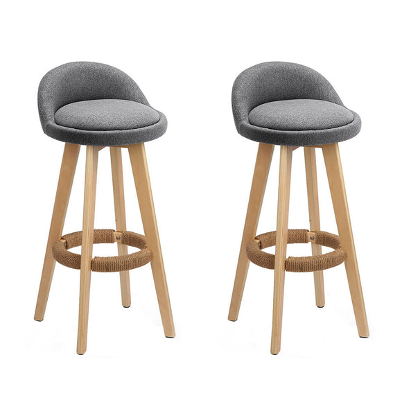 NNEDSZ Set of 2 Fabric Backrest Bar Stools - Grey