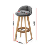NNEDSZ Set of 2 Fabric Backrest Bar Stools - Grey