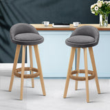 NNEDSZ Set of 2 Fabric Backrest Bar Stools - Grey