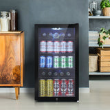 NNEDSZ 98L Bar Fridge Glass Door Mini Freezer Fridges Countertop Beverage Commercial