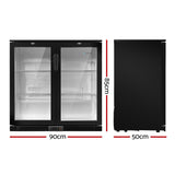 NNEDSZ Bar Fridge 2 Glass Door Commercial Display Freeer Drink Beverage Cooler Black