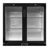 NNEDSZ Bar Fridge 2 Glass Door Commercial Display Freeer Drink Beverage Cooler Black
