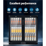NNEDSZ Bar Fridge 2 Glass Door Commercial Display Freeer Drink Beverage Cooler Black