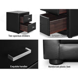 NNEDSZ PVC Leather Bedside Table - Black