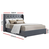 NNEDSZ Issa Bed Frame Fabric Gas Lift Storage - Grey Double