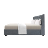 NNEDSZ Issa Bed Frame Fabric Gas Lift Storage - Grey Double