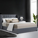 NNEDSZ Issa Bed Frame Fabric Gas Lift Storage - Grey Double