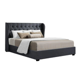 NNEDSZ Issa Bed Frame Fabric Gas Lift Storage - Charcoal King