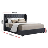 NNEDSZ Issa Bed Frame Fabric Gas Lift Storage - Charcoal King